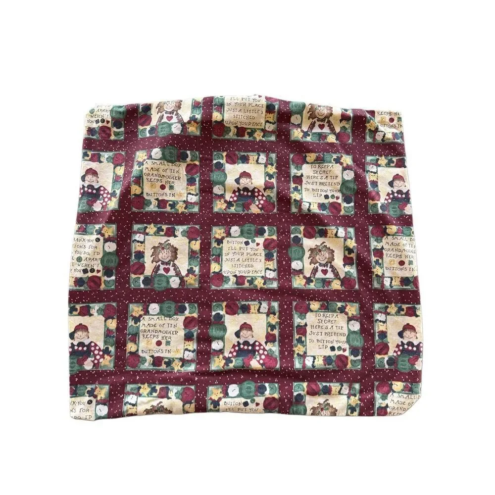 Raggedy Ann 90s cotton pillowcase single cover burgundy vintage